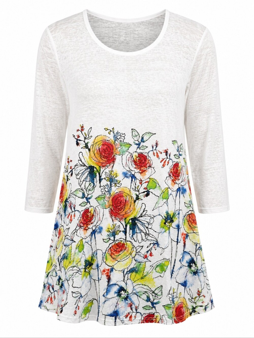 ET'LOIS | NWT Watercolor Floral Swing Tunic Top Cottagecore Boho Cottagecore | M